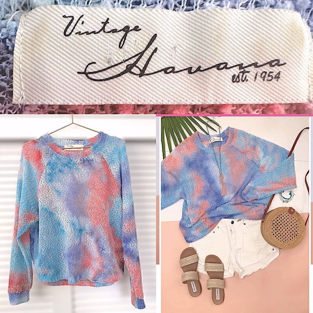 Vintage Havana Nubby Popcorn knit Tie Dye Sweater Size Small
